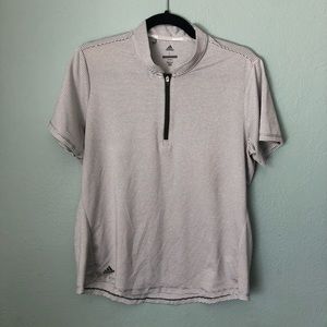 Nike Golf Short Sleeve Gray Striped Zipper Collar Shirt